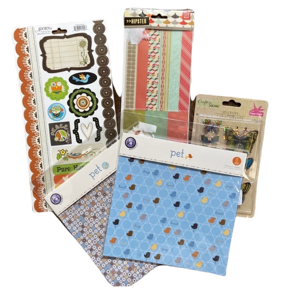 Bundle Lot of 5 Scrapbook or Journaling Stickers and Accessories
